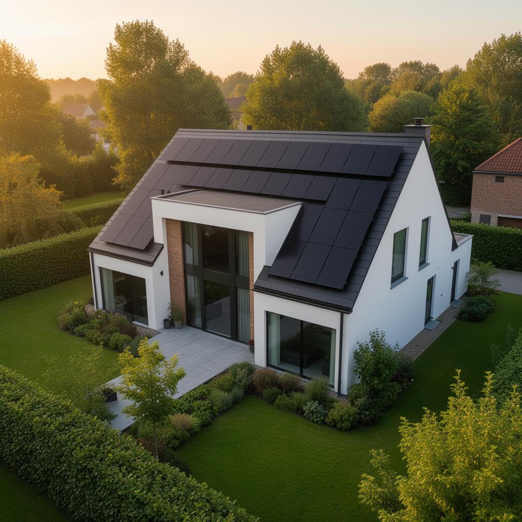Maison belge moderne équipée de panneaux solaires