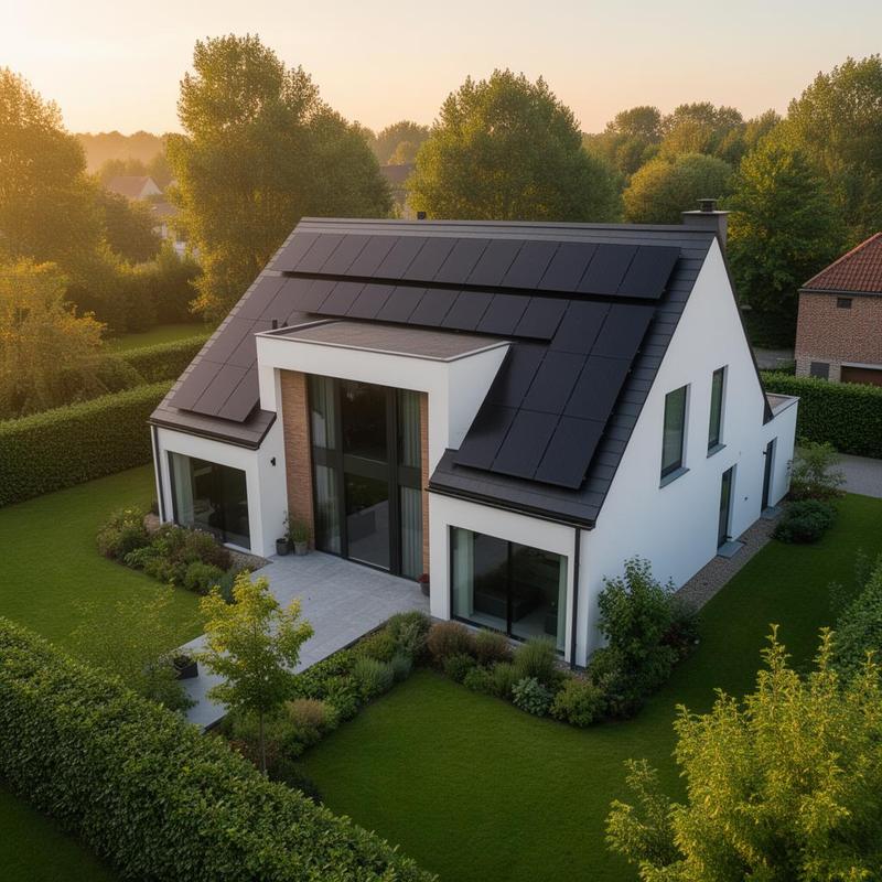 Maison belge moderne équipée de panneaux solaires